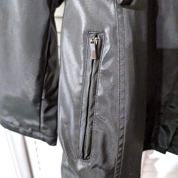 Vintage Y2K Outbrook Women's Black Jacket Large 12-14 Rain Coat Zipper Pockets - Picture 5 of 11
